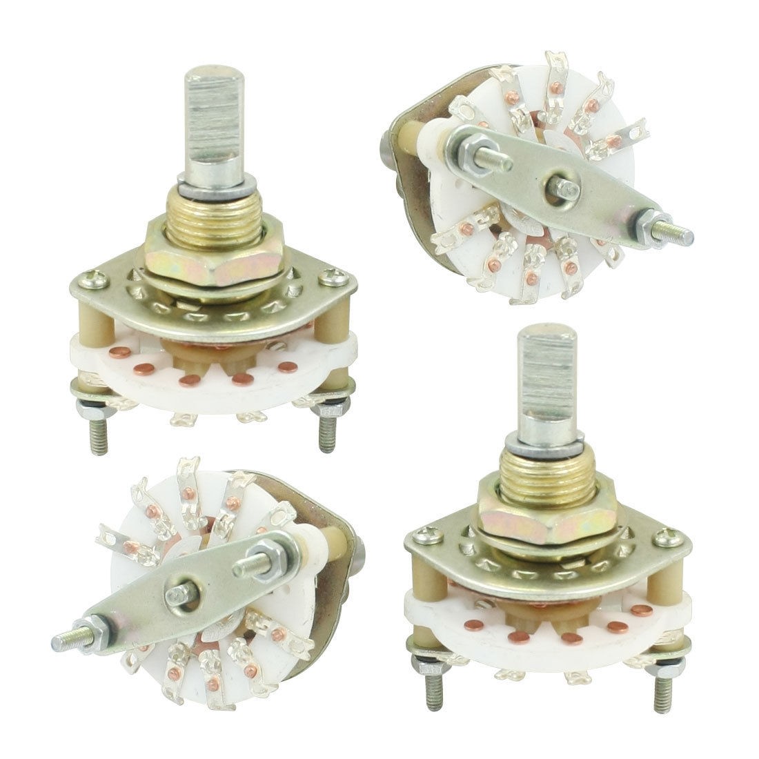 4pcs 6mm Dia Shaft 2P4T One Deck Band Channel Rotary Switch Selector