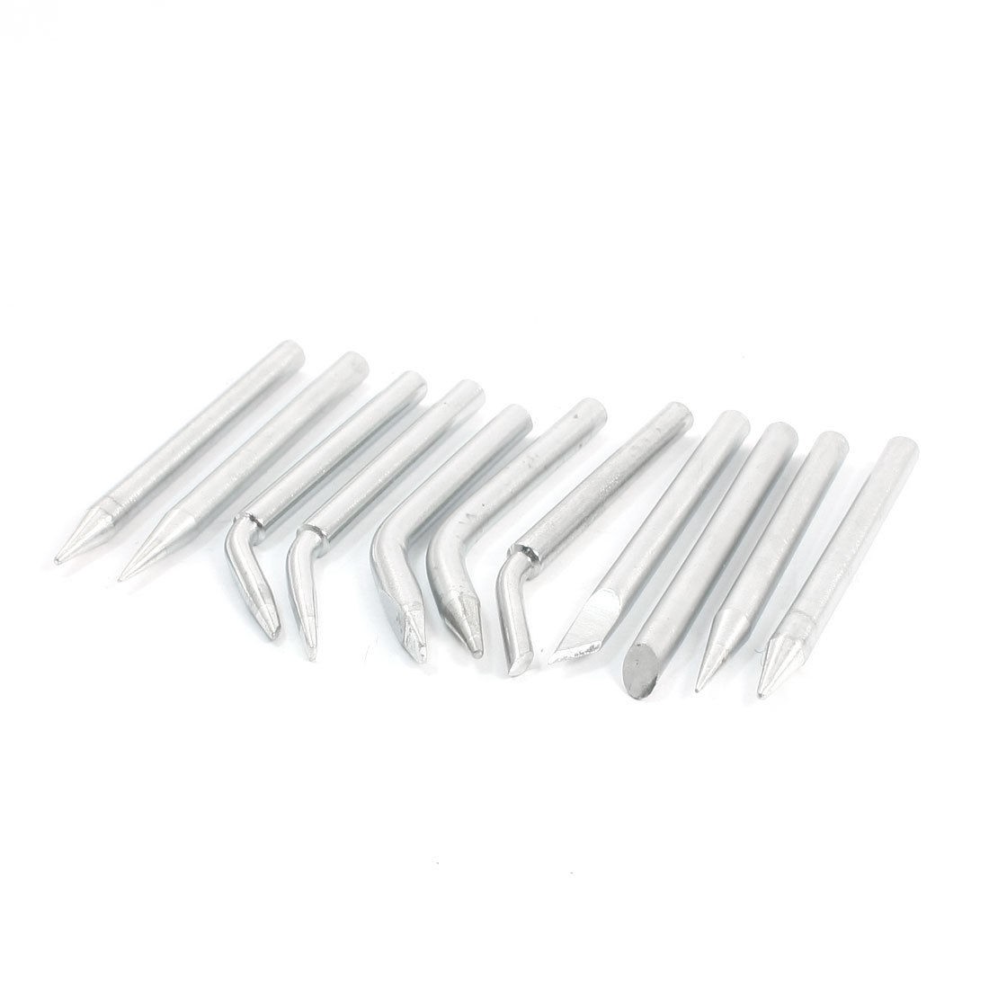 11 Pcs 60W Metal Slotted Point 45 Degree Bevel Tip Soldering Iron Horn