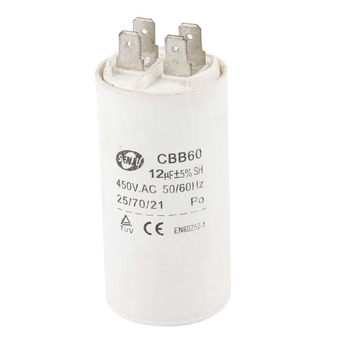 CBB60 AC 450V 12uF 4 Pin Cylinder Polypropylene Film Motor Capacitor