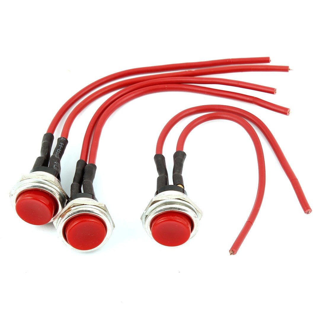 3 Pcs SPDT Momentary Round Car Red Push Button Switch 3A 125VAC