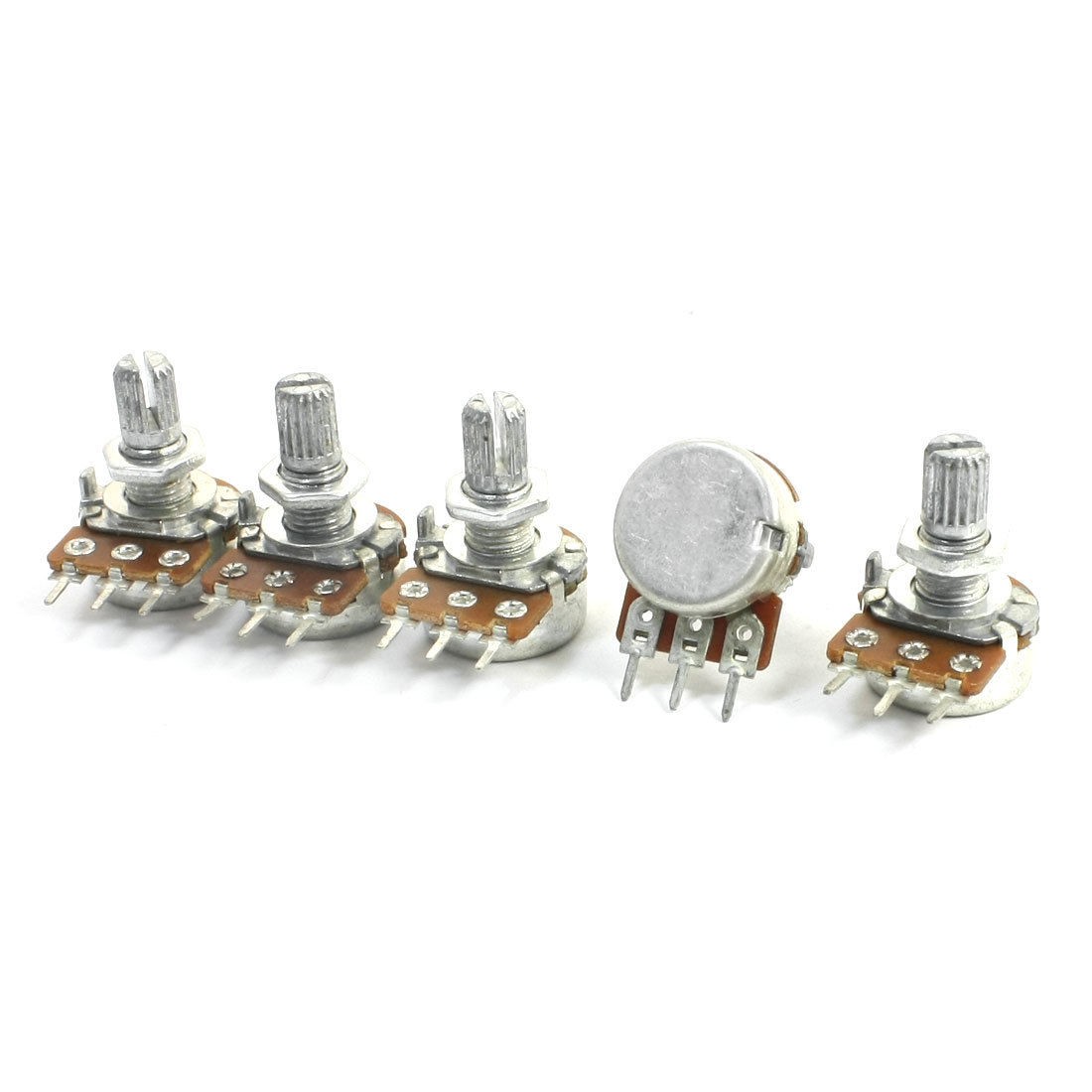 5Pcs B20K 8mm Metal Rotating Shaft Single Linear Taper Potentiometers