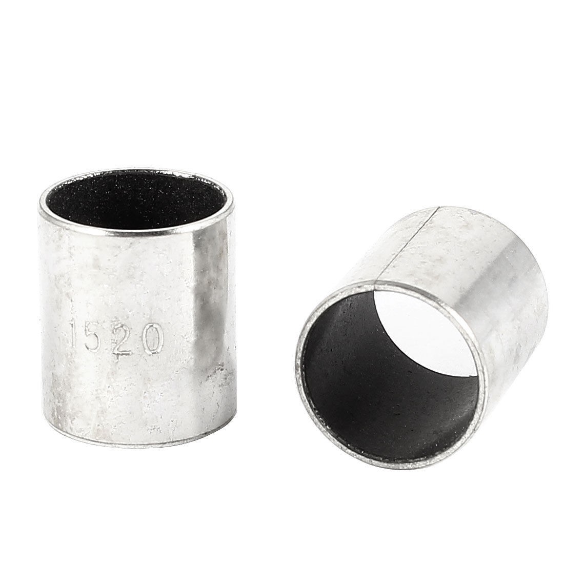 2 Pcs Silver Tone Self Lubricating Metal Plain Bearing Sleeve 20mm x 17mm x 15mm