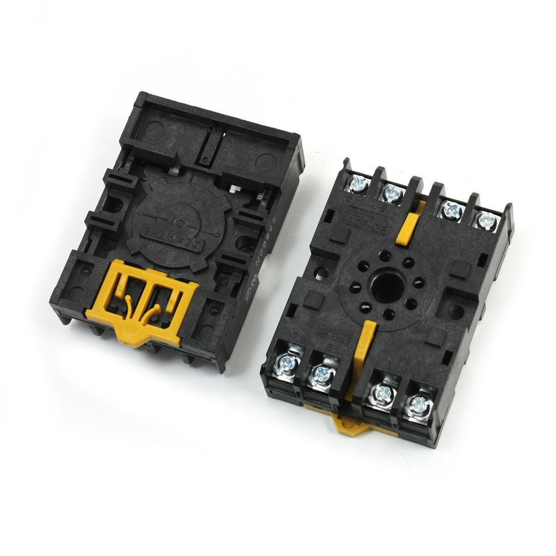 2pcs P2CF-08 35mm DIN Rail Mounted Power Relay Socket Base for H3CR-08