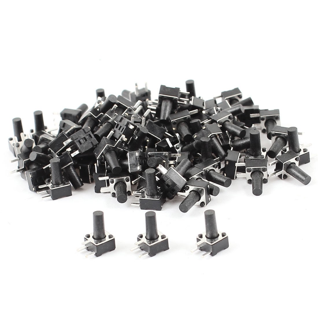 100 x Momentary Action 3 Pin Terminals Tactile Switch 4.5mmx4.5mmx8m<wbr/>m Black