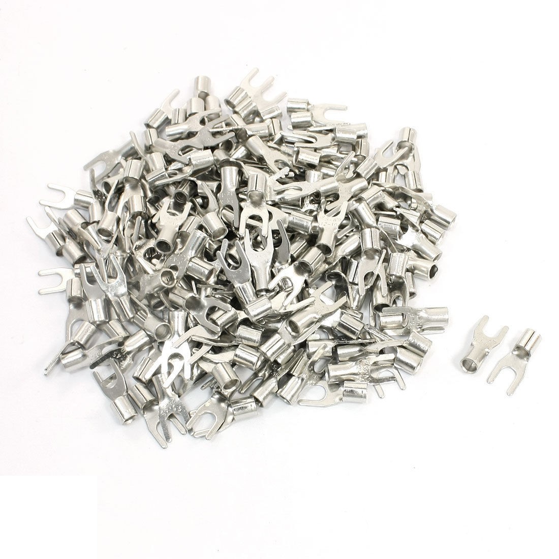 200 Pcs SNB5.5-4 AWG 12-10 Wire Connector Uninsulated Fork Terminals