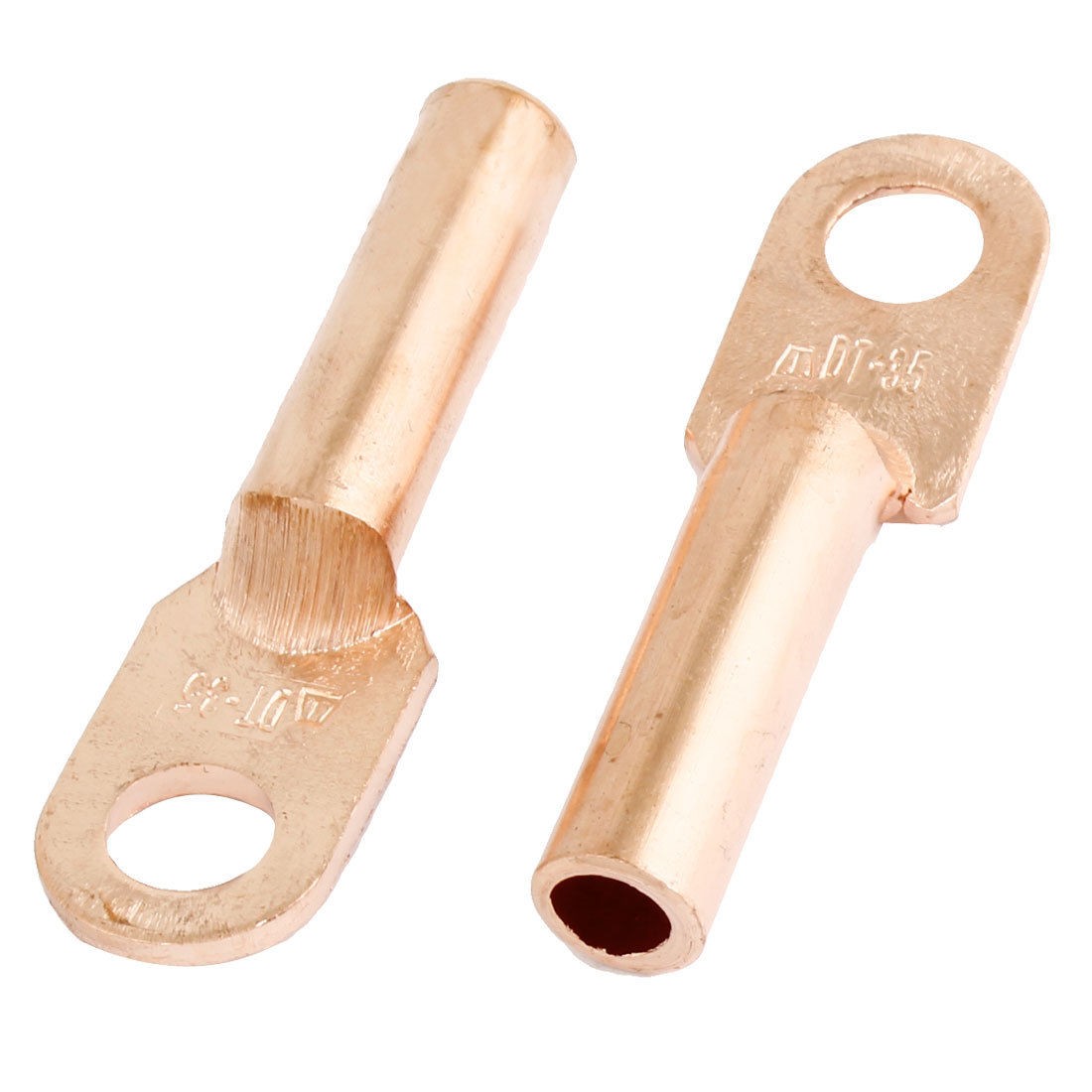 2 Pcs Cable Connector Copper Terminals 0.33" Tube Hole Dia Inspection