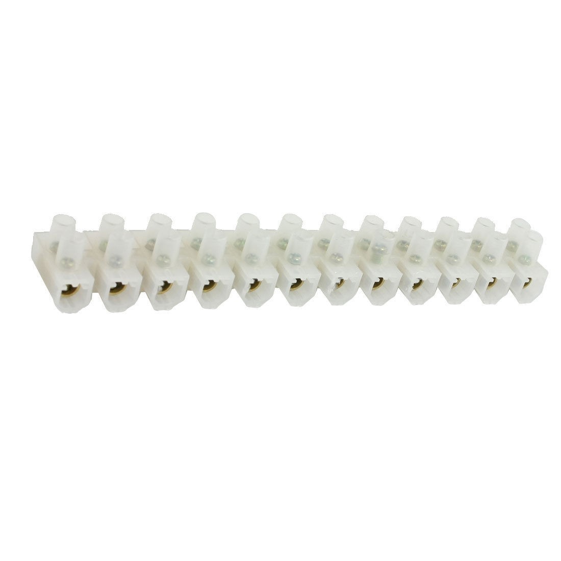 Double Row 12 Position Barrier Block Terminal Strip Clear White 60A