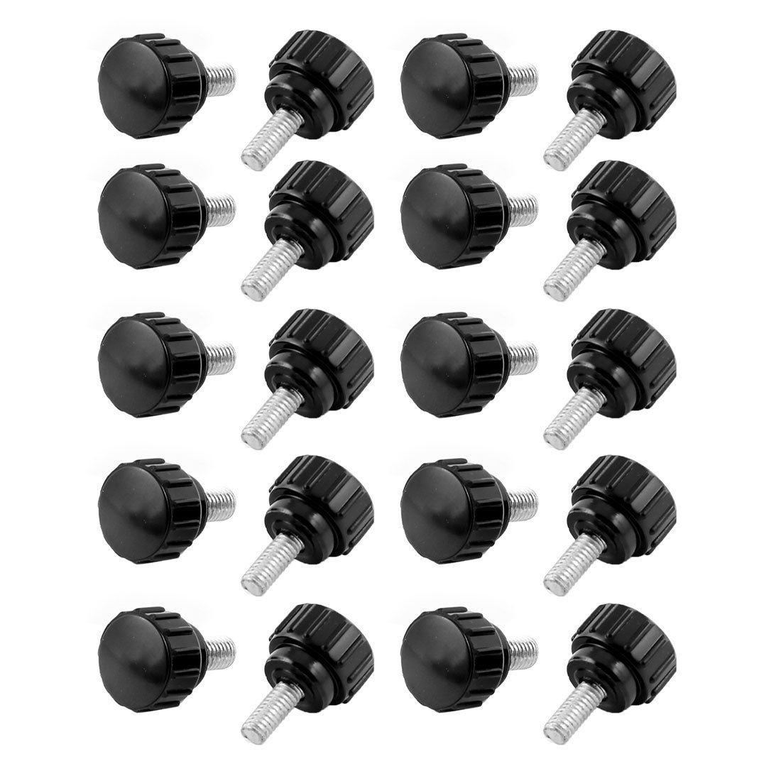 20pcs Black 5mm Thread Diameter 20mm Length Knurled Grip Knobs
