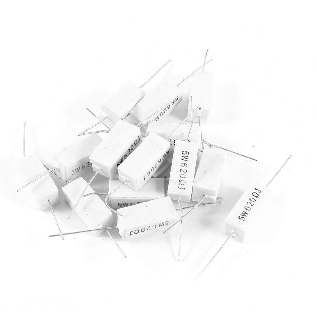 15 Pcs 5W Watt 620 Ohm 5% Ceramic Cement Power Resistor White