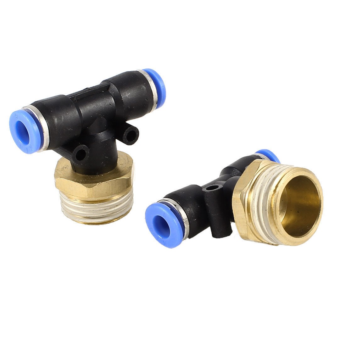 2pcs 1 2pt Male Thread to 6mm Hose Push in T Shape Air Pneumatic Quick Fittings