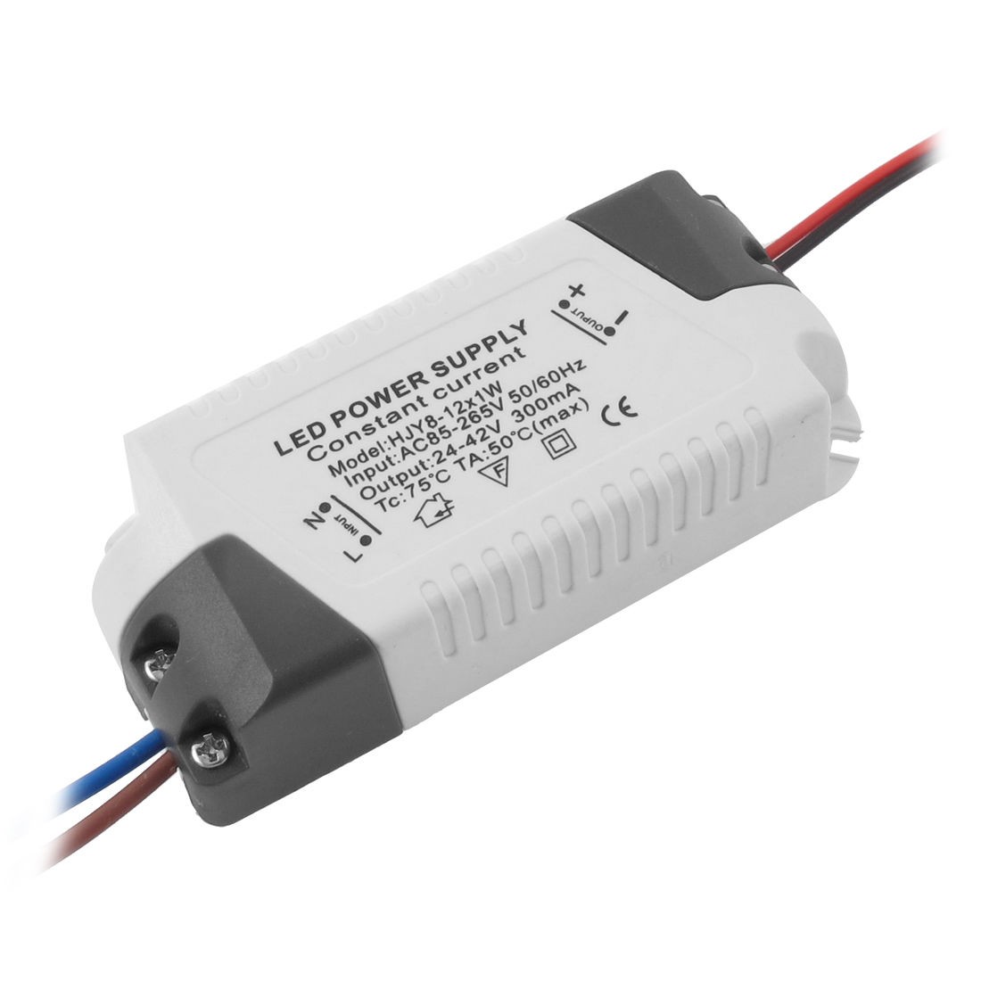 AC 85-265V DC 24-42V 300mA Plastic Shell HY8-12x1W LED Power Supply Driver