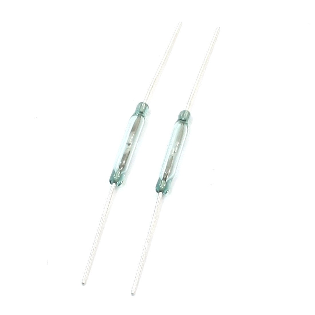 2 Pcs Clear Glass Sealed Axial Leading Reed Switch DC 100V 0.5A ORD324