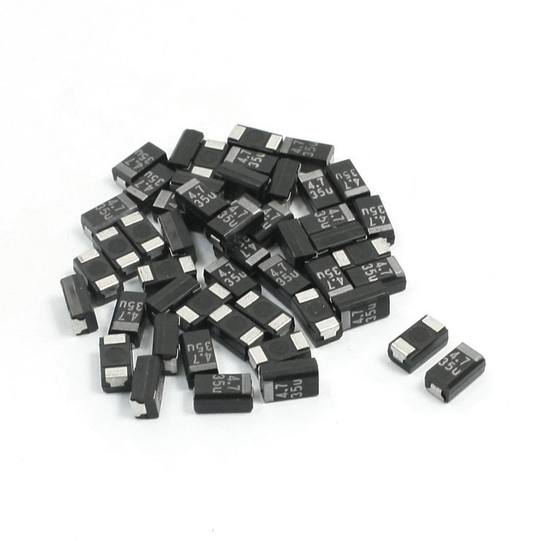 50pcs C Type Surface Mount 4.7uF 35V Black Chip Tantalum Capacitors