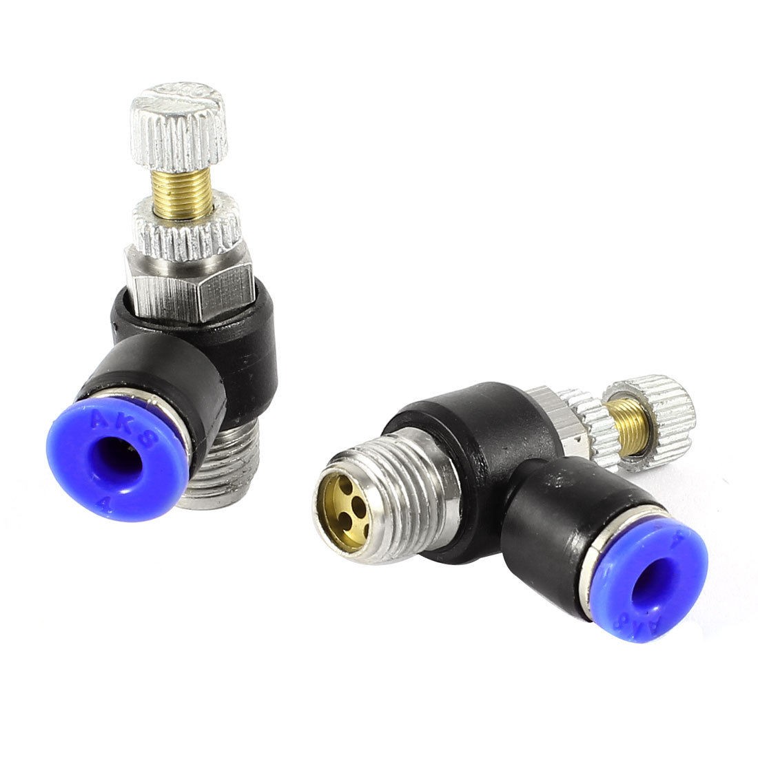 2pcs 4mm Dia Tube 10mm Male Thread Pneumatic Flow Speed Control Valve SL4-01