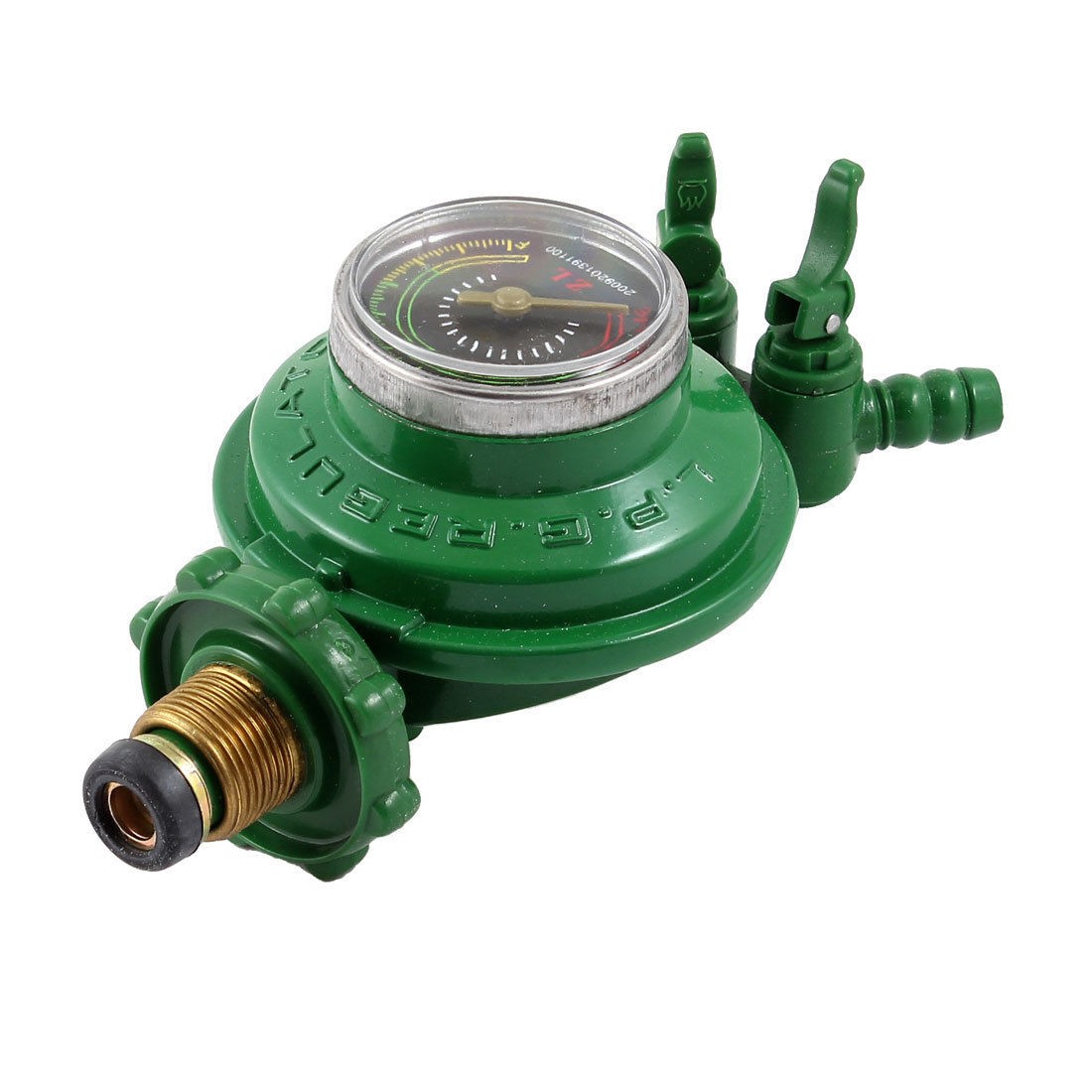 1 Inlet 2 Outlet Liquefied LGP Gas Gauge Pressure Regulator Green
