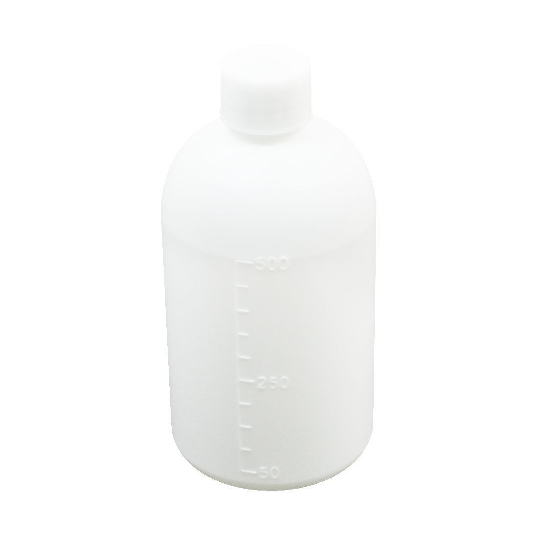 500mL Capacity Narrow Mouth Double Cap White Plastic Graduated Bottle for Lab