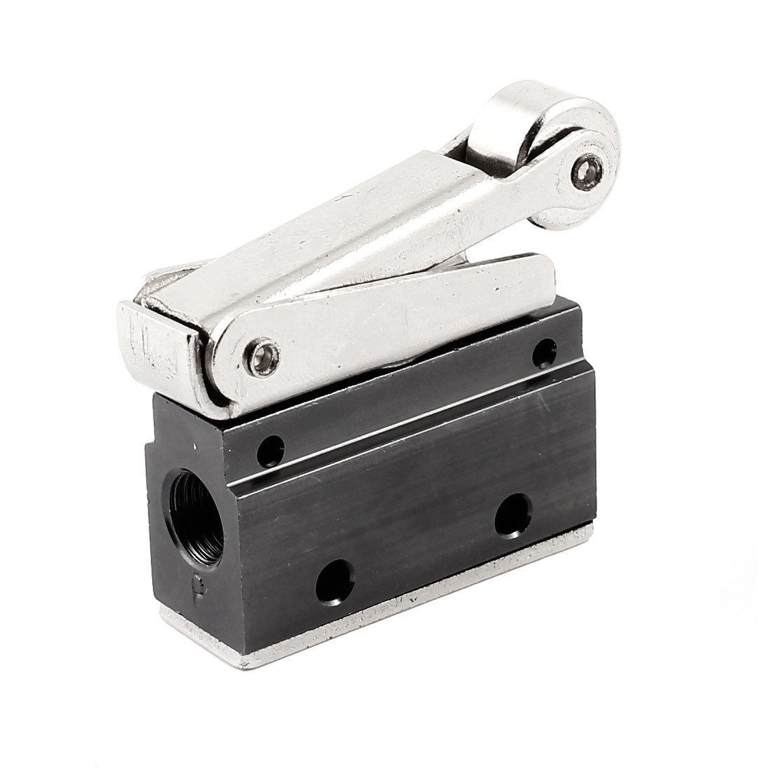 2 Position 3 Way Roller Lever Air Pneumatic Mechanical Valve Silver Tone Black