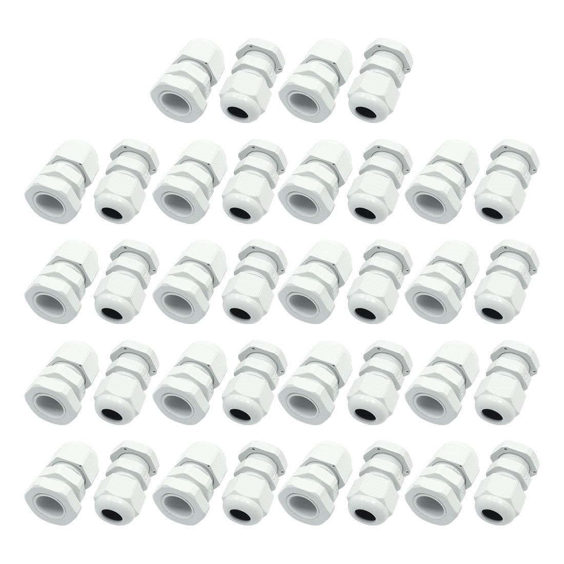 36Pcs PG9 4mm to 8mm Waterproof Connector Plastic Cable Gland White