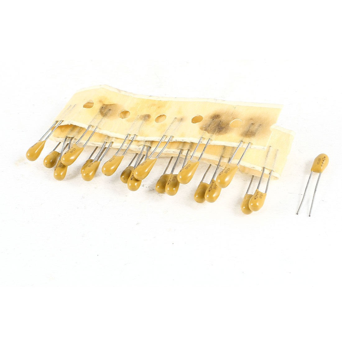 20PCS 47uF 10V 2 Pin Yellow Radial Dipped Tantalum Bead Capacitors