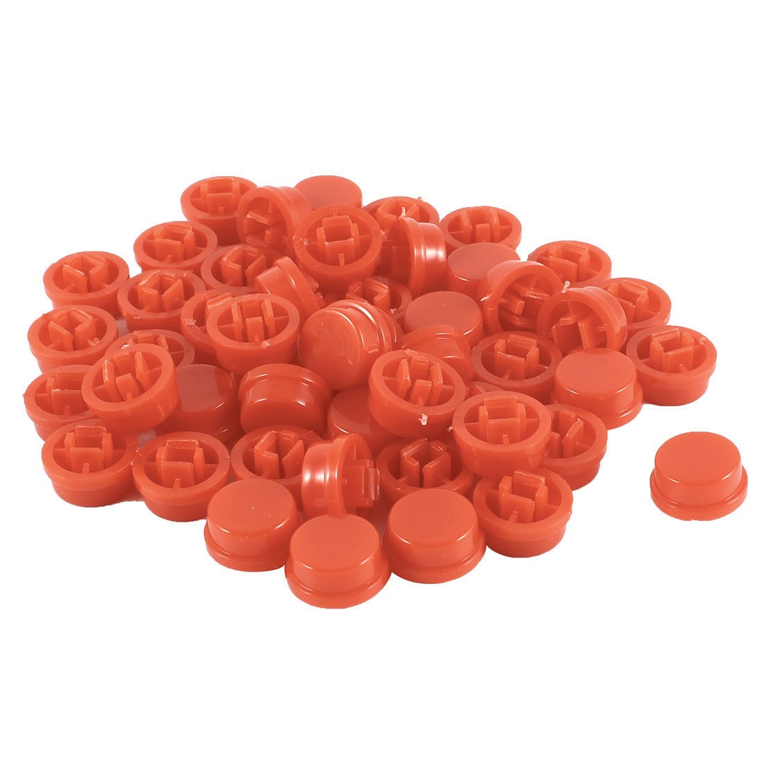50 Pcs Red Plastic Touch Switch Button Protect Cover Caps 12 x 12 x 7.3mm