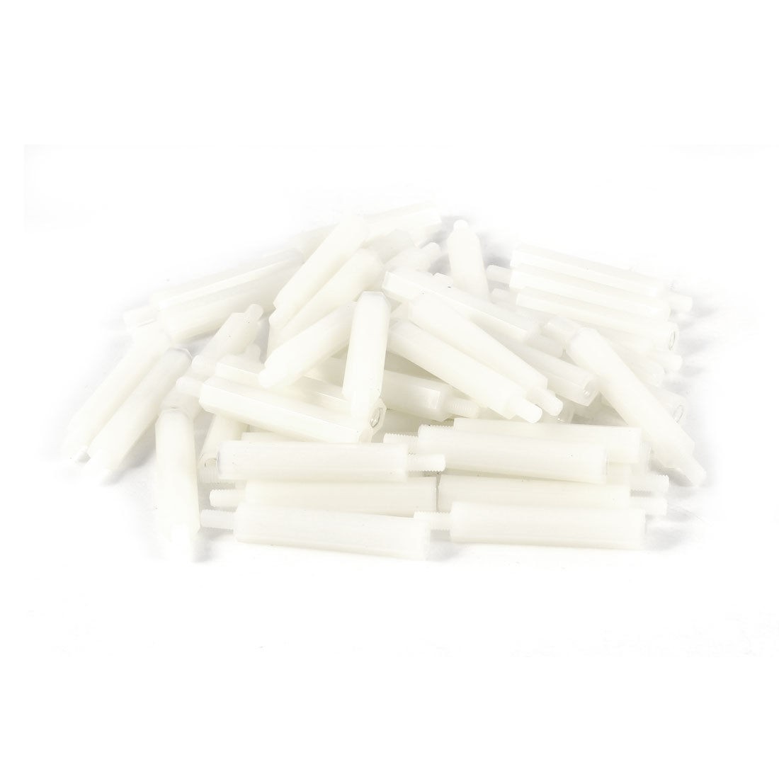 50pcs Off White Nylon Hex Standoff Spacer Female to Male M3X30 6mm
