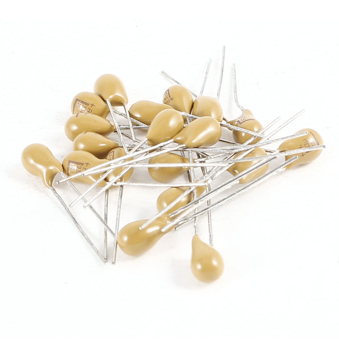 20PCS 33uF 16V 2 Pin Yellow Radial Dipped Tantalum Bead Capacitors