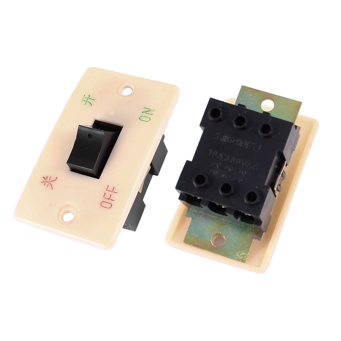 2 Pcs Panel 6 Termitals DPST NO ON/OFF Switch 10A 380V AC for Grinding Machine