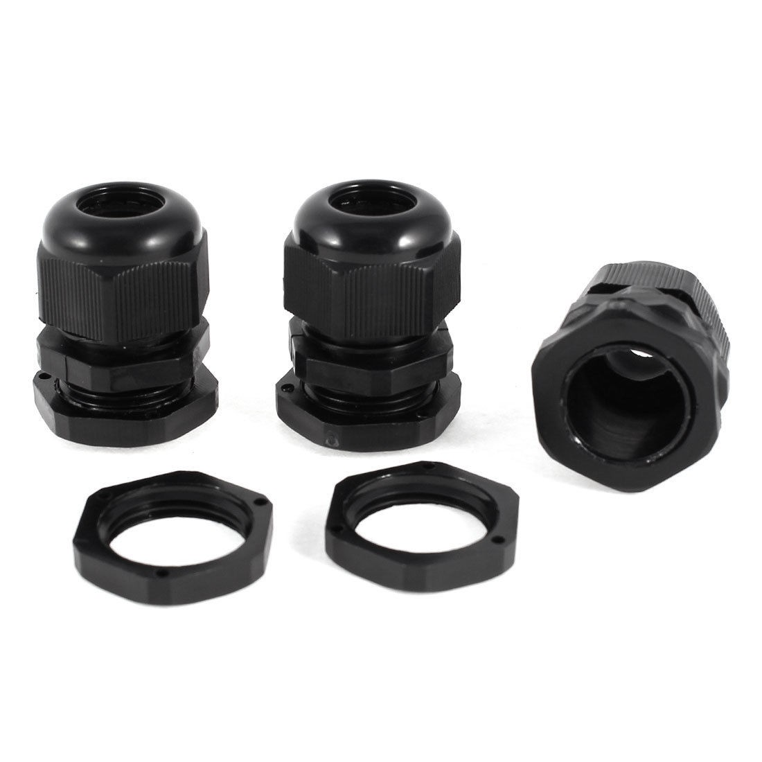 3 Pieces M20x1.5 Waterproof Connector 6-12mm Cable Locknut Stuffing Gland Black