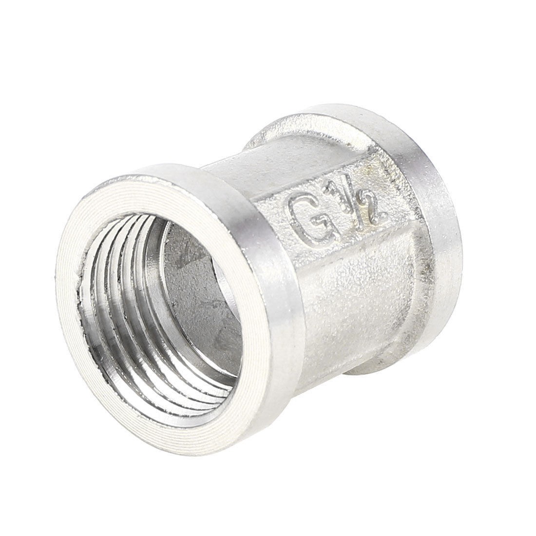 Metal 1/2PT Female Thread Straight Pipe Connector Coupling Silver Tone