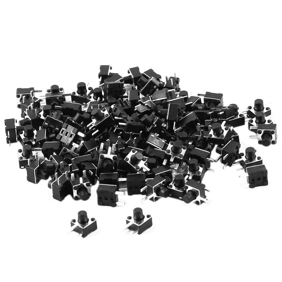 100 Pcs Momentary 3P Tact Round Pushbutton Switch PCB Mount 4.5mmx4.5mmx5m<wbr/>m