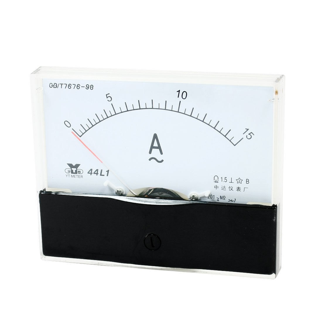 44L1 AC 0 -15A Class 1.5 Accuracy Clear Rectangle Panel Analog Ammeter Gauge