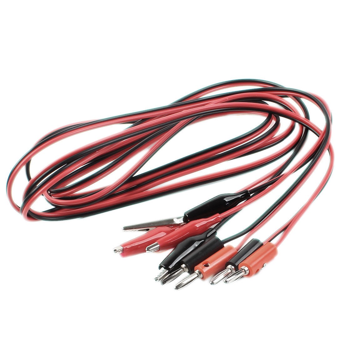 2pcs 1.5M Black Red Alligator Clip Test Lead to Banana Plug Line Cable