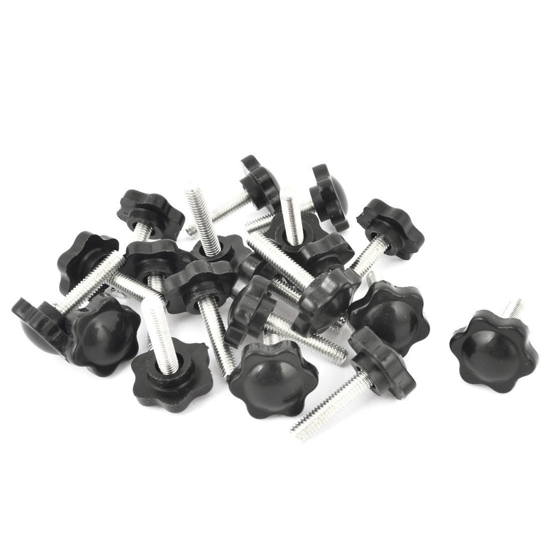 20Pcs 25mm Dia Star Shaped Head M6 x 25mm Male Thread Clamping Screw Knob