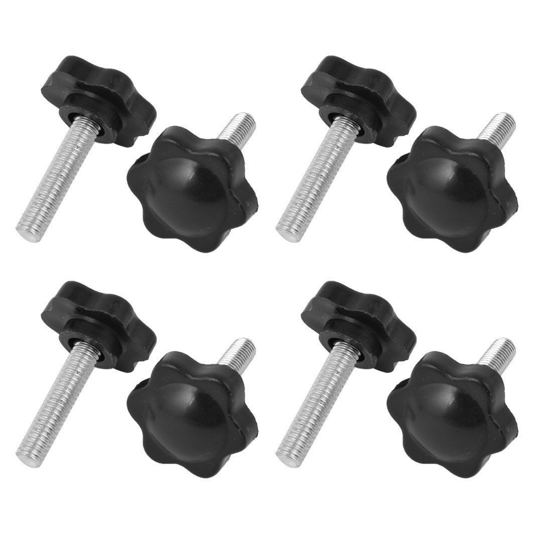 M6 x 25mm Male Thread 25mm Star Head Dia Screw On Type Clamping Knob 8Pcs