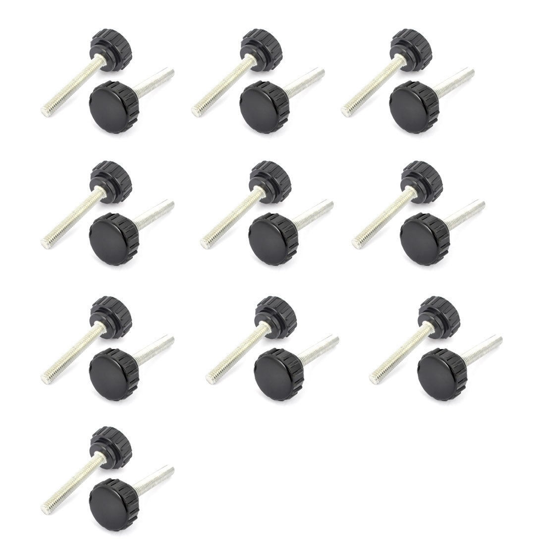 Black 6mm Diameter Thread Round Head Screw On Clamping Knob 20 Pcs