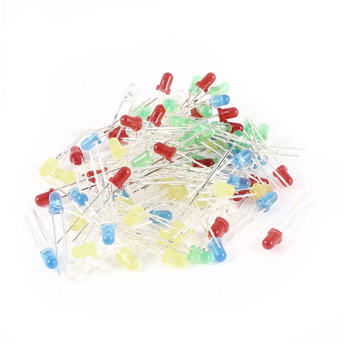 100 Pcs Clear Straw Hat 3mm Red Green Yellow White Blue LED Light Emitting Diode