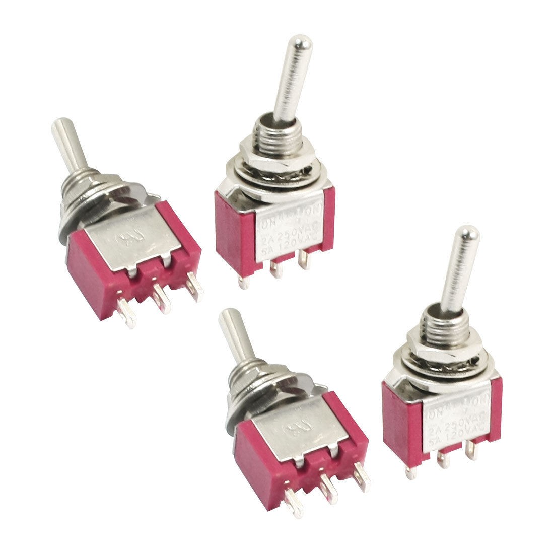 NO NC SPDT ON-ON 2 Position Locking Electric Toggle Switch AC 120V 5A Red 4pcs