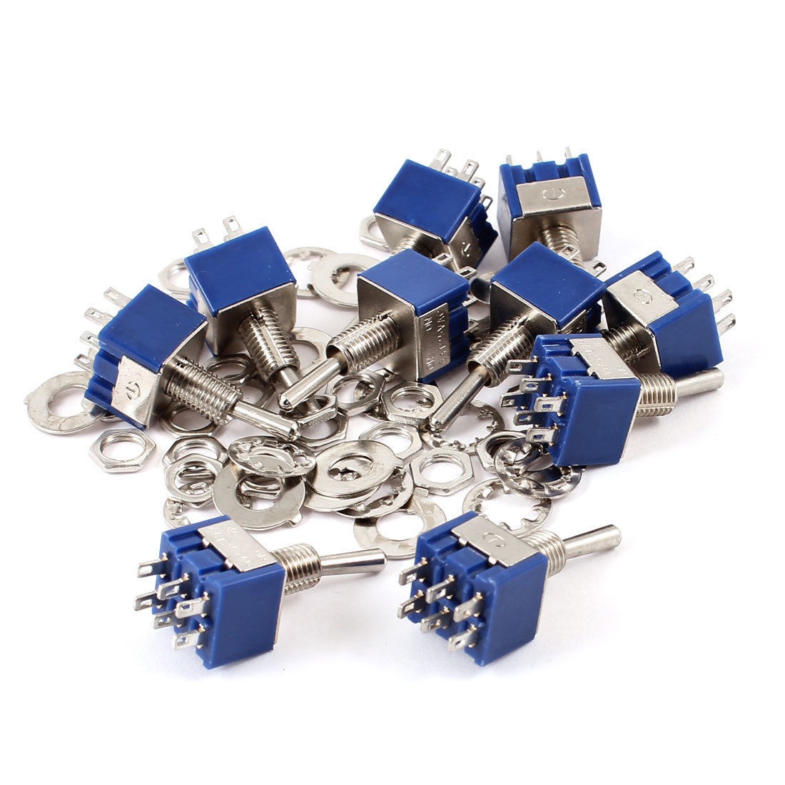 10 Pcs Miniature DPDT On/On 2 Positions Latching Toggle Switch AC 125V 6A