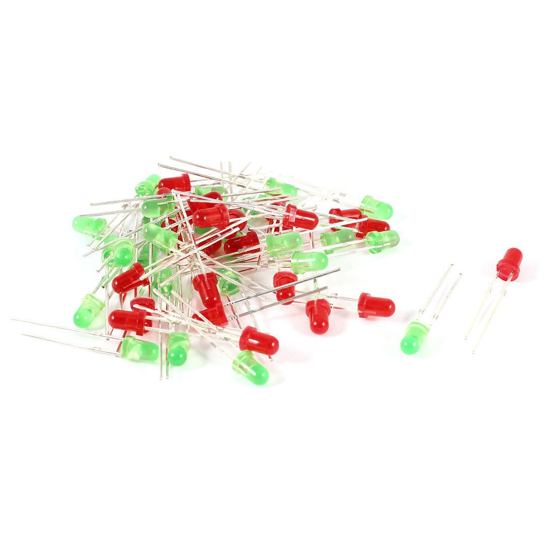 50 Pieces Straw Hat 3mm Dia Red Green LED Lamp Light Emitting Diodes DC 2.5-3.0V