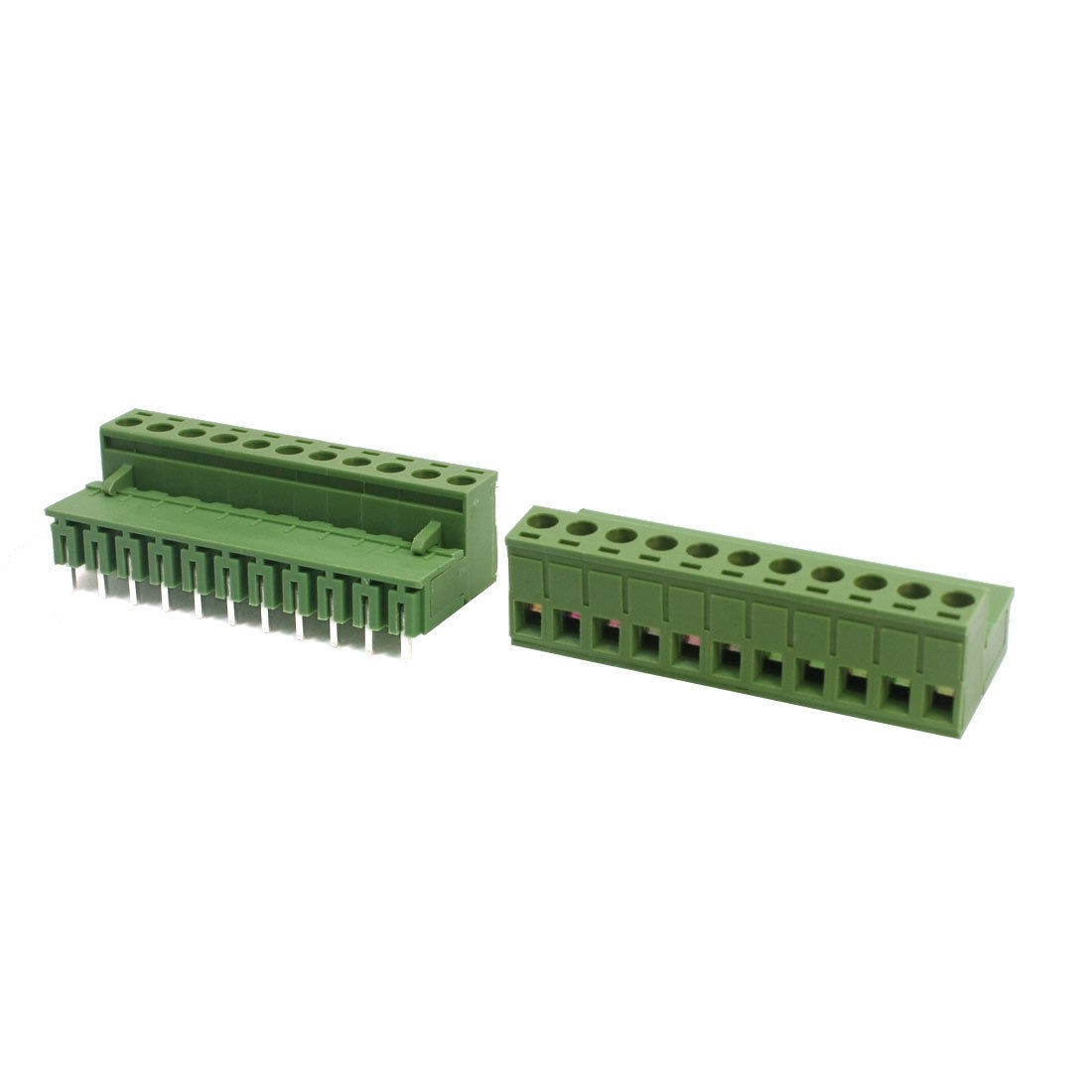 AC 300V 10A 5.08mm Pitch 11-Pin Right Angle PCB Screw Terminal Block Green 2 Pcs