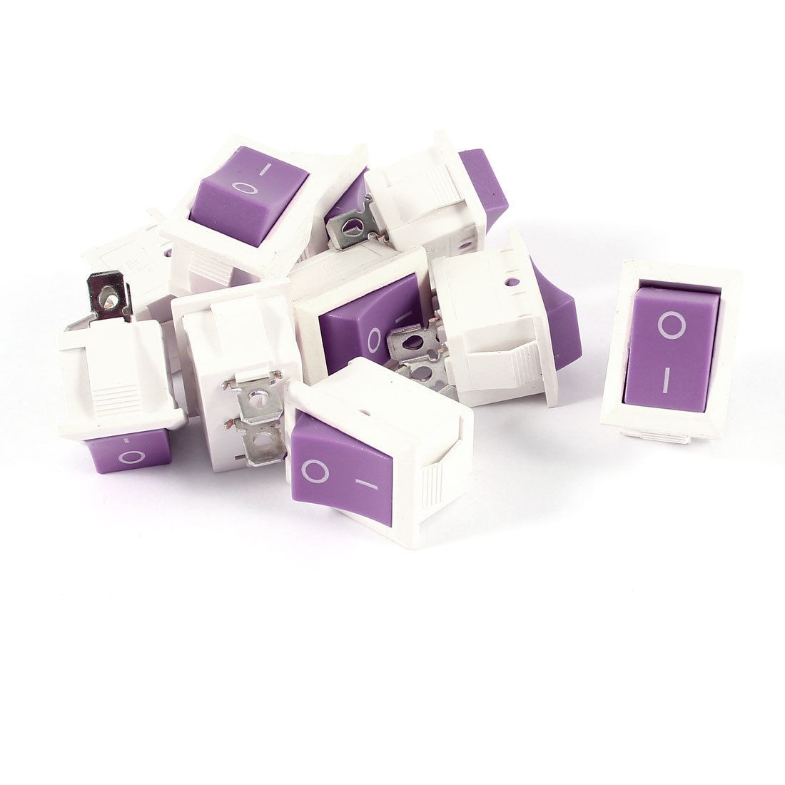 10Pcs KCD1 AC 250V 6A 125V 10A 2Pin SPST Power ON/OFF Panel Rocker Switch Purple