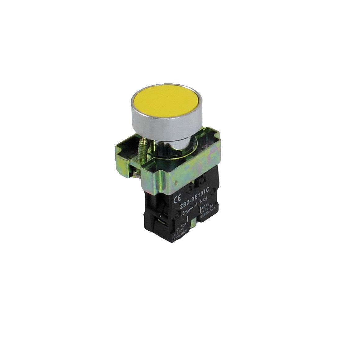 22mm 1 NO N/O Yellow Sign Momentary Push Button Switch 600V 10A ZB2-BE101C