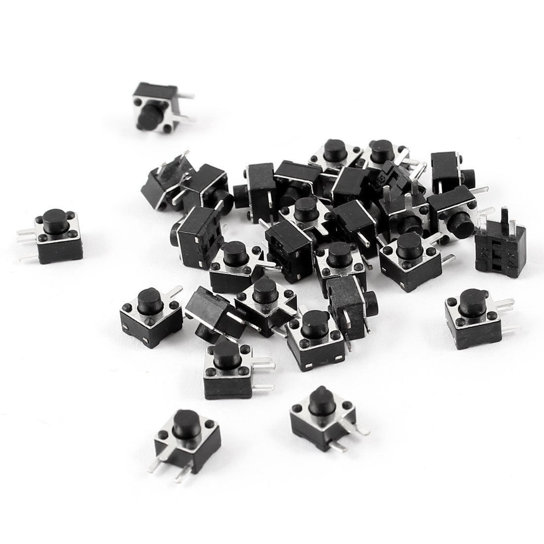 30 Pcs PCB Mount Momentary 3 Pin SPST Tactile Tact Switch Black 4.5x4.5x4.3mm