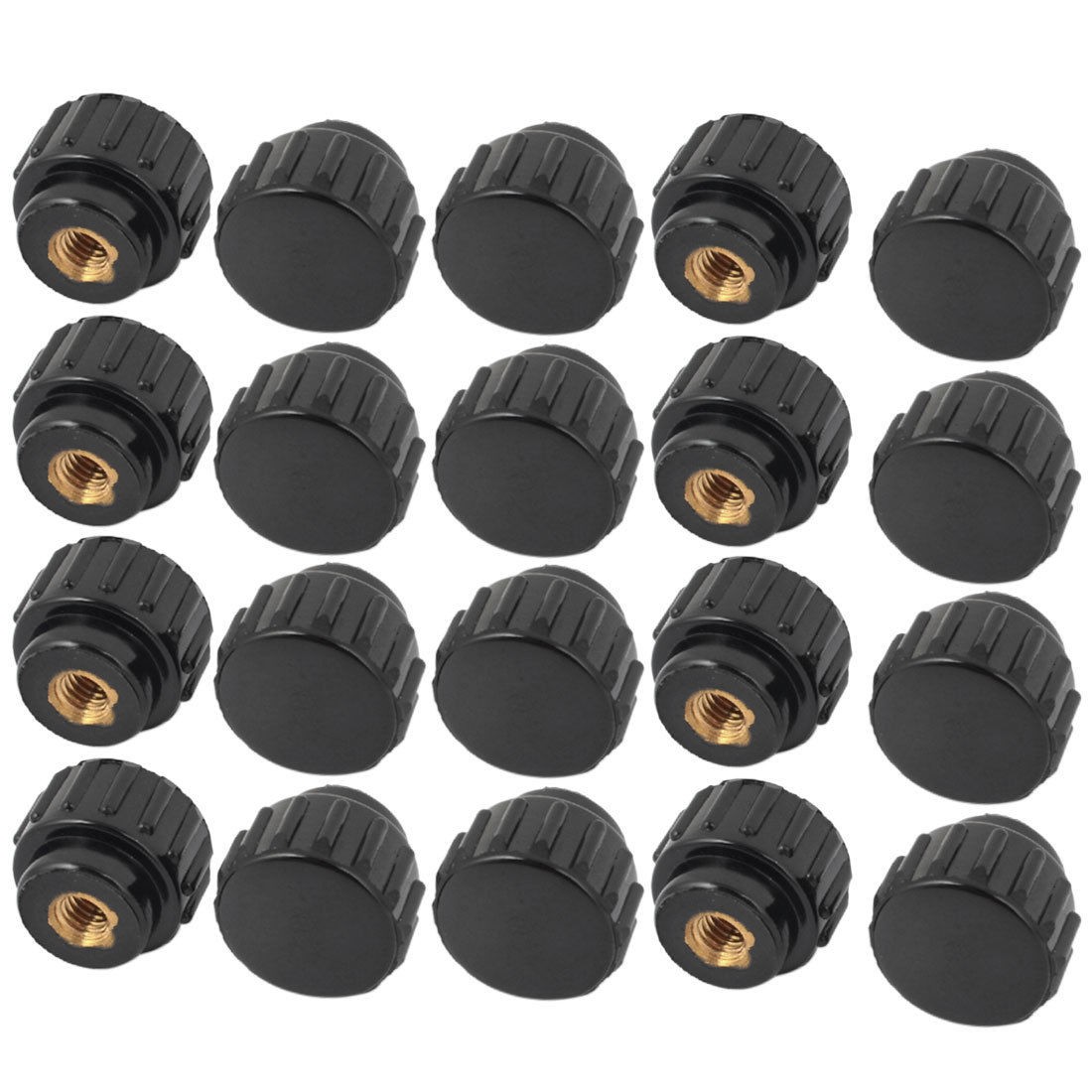 M4 x 15mm Dia Thread Metal Clamping Knurled Knob Black Replacement 20pcs