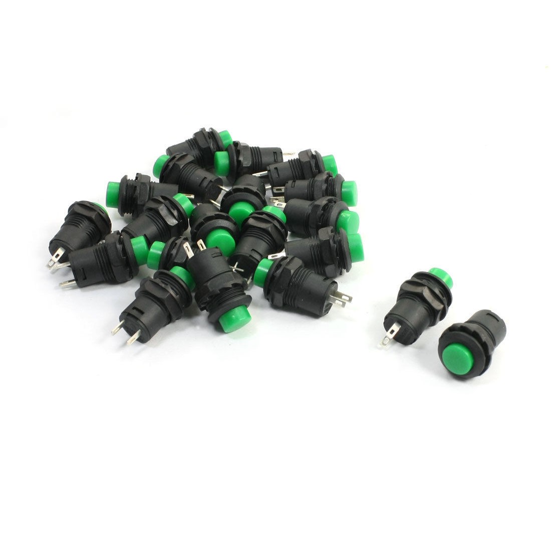 20Pcs SPST 2Pins Green Locking Pushbutton Switch AC125V 3A AC250V 1.5A