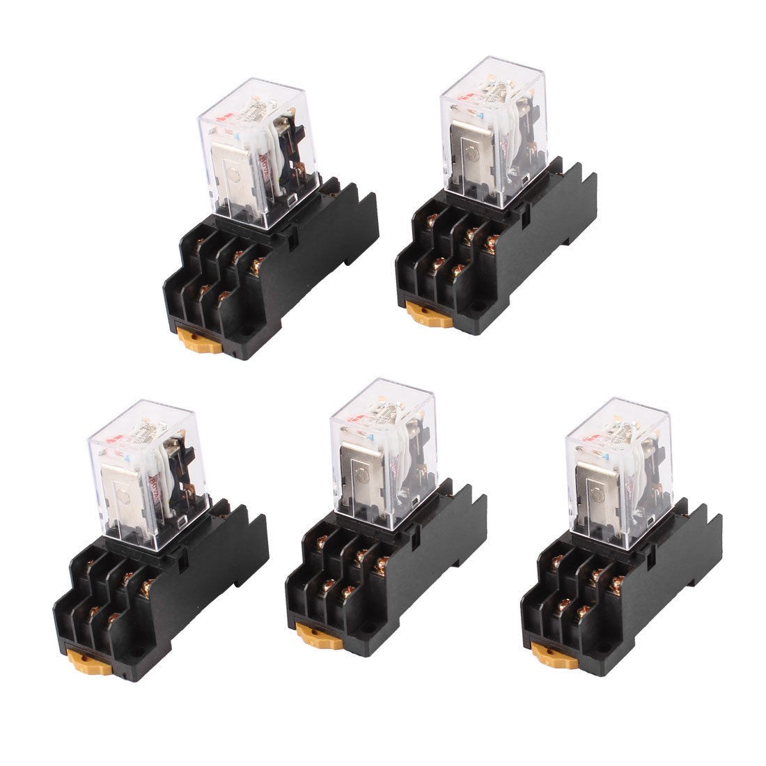 AC 380V Coil Red Indicator Light 3PDT 11 Pins Power Relay 5 Pcs + Socket Base