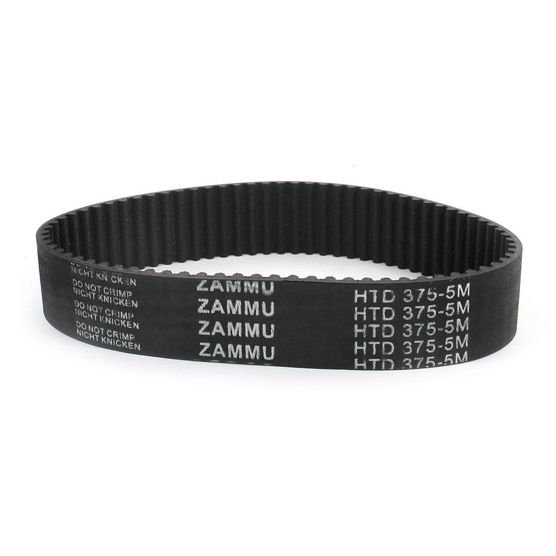 HTD375-5M 75 Teeth 5mm Pitch Rubber Cogged Industrial Timing Belt Black 375mm