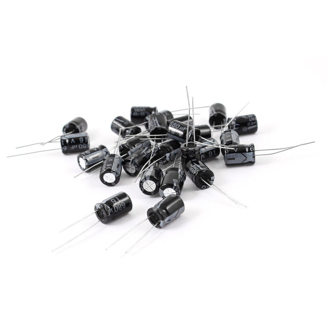 25 Pcs 680uF 16V 105C Radial Electrolytic Capacitors Black 8mm x 12mm