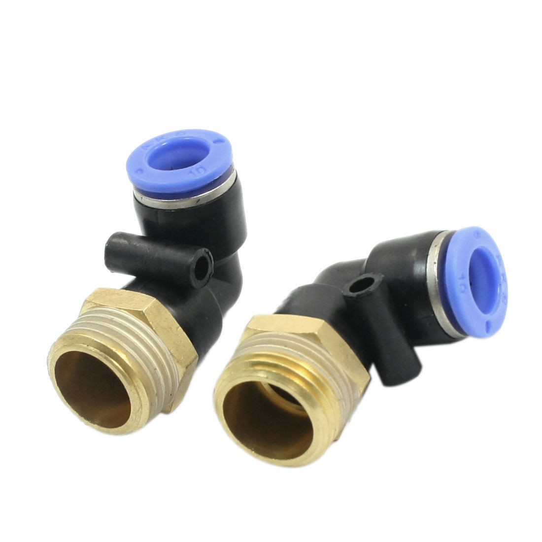 2pcs 1 2pt Male Thread 15mm to 10mm Pneumatic Elbow Connector Quick Coupler