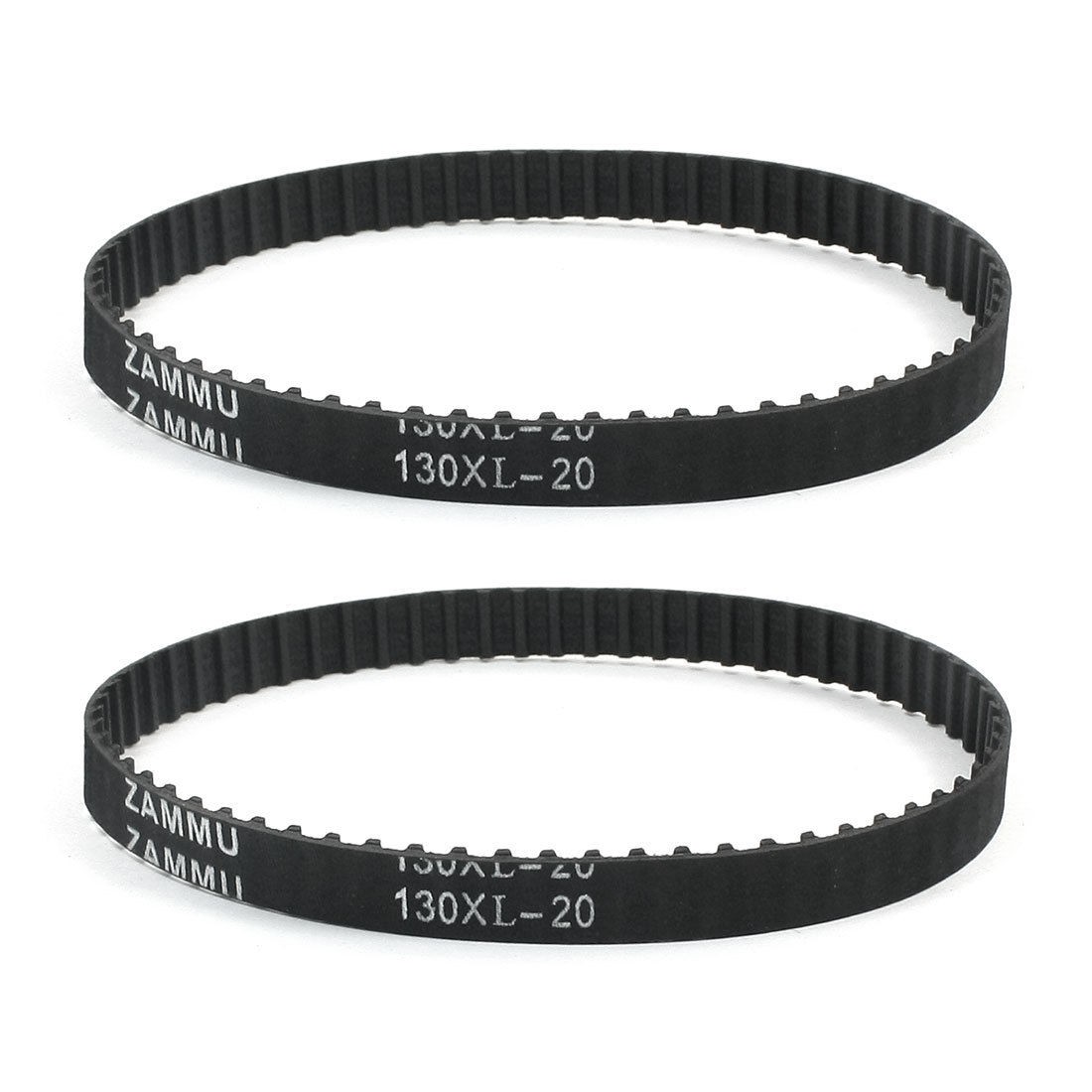 130XL 65 Teeth 10mm Width Black Rubber Cogged Industrial Timing Belt 13" 2 Pcs